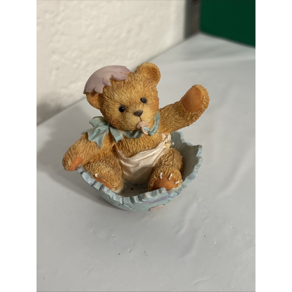 Vintage Cherished Teddies 103802 Bunny Just In Time For Spring Baby Bear In Egg